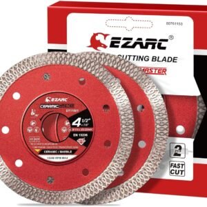 EZARC 115mm Diamond Cutting Discs, Super Thin Fast Diamond Saw Accessory for Angle Grinder, 115mm Cutting Wheel for Porcelain, Granite, Marble, Tiles and Ceramics (2-Pack)